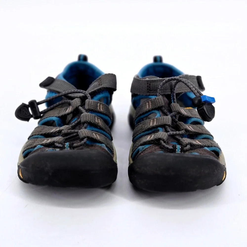 KEEN Newport H2 Kids Hiking Sandals Gray Blue Waterproof Strap Shoes Size US 12